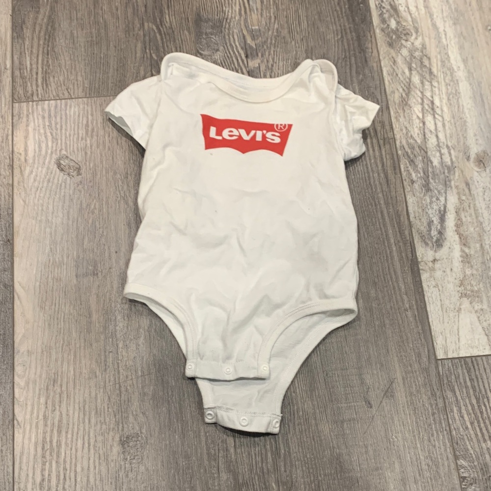 Levi's Red and White Baby‎ Bodysuit